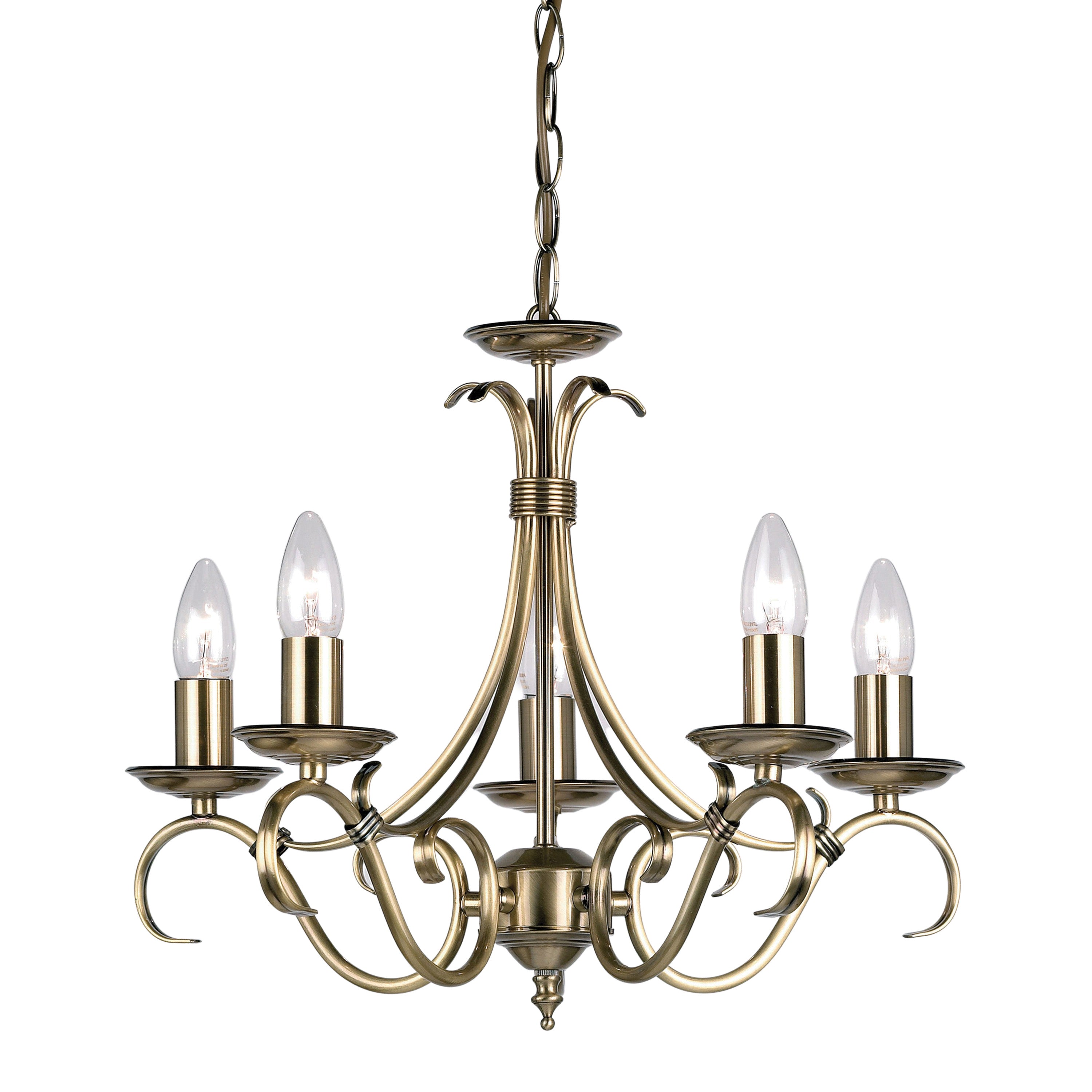 Bridget Antique Brass LED Pendant Light | 5 Lights